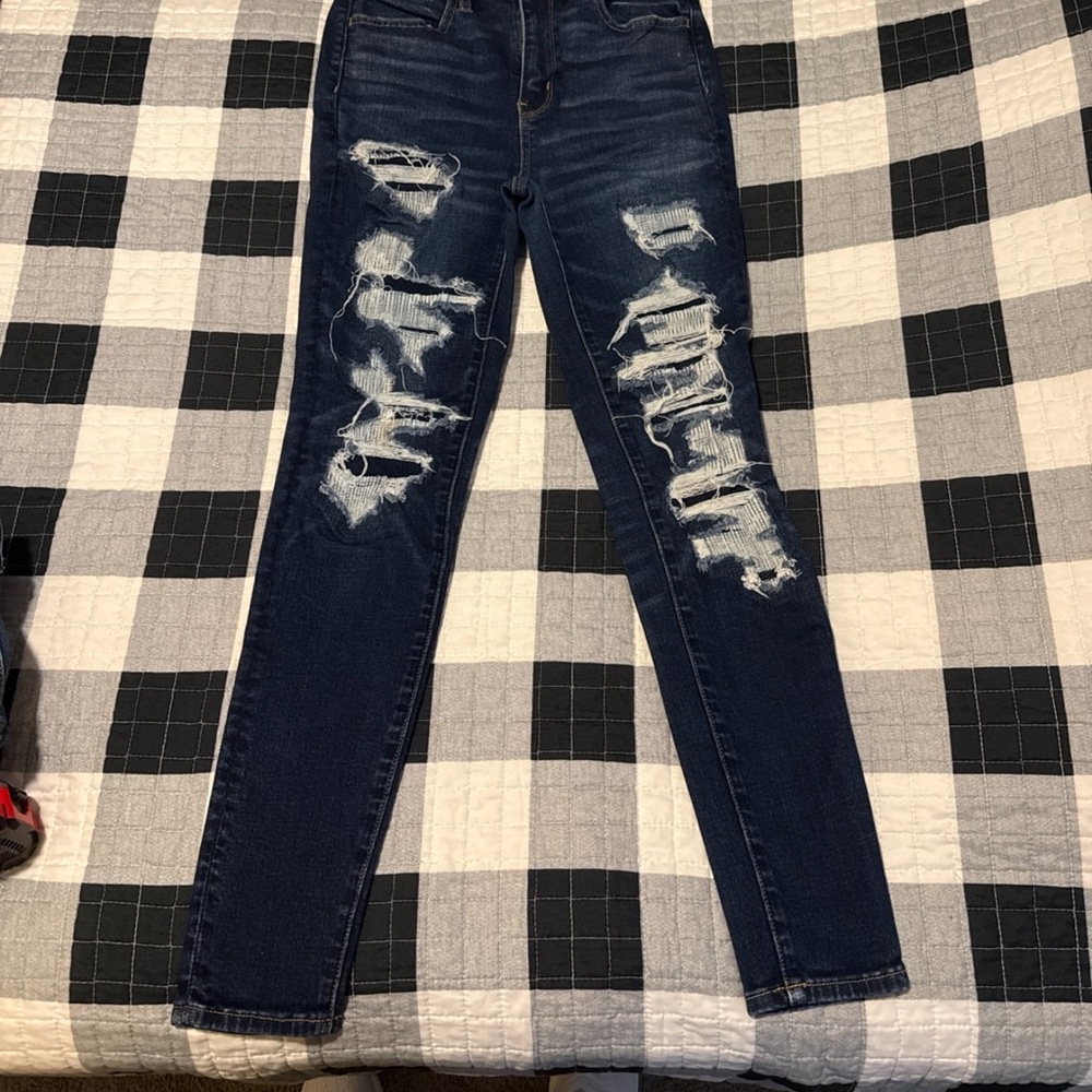 Distressed Blue Jeans